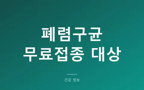 폐렴구균 무료접종, 23가만 맞으면 될까? (65세 대상과 13가 추가 여부)